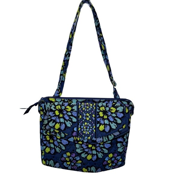 Vera Bradley Handbags - Vera Bradley Blue Navy Floral Crossbody Bag with Lime and Light Blue Accents